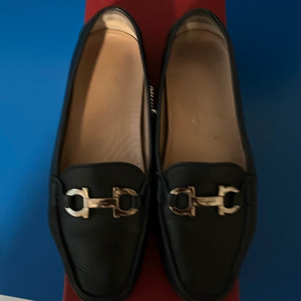 Ferragamo blue leather drivers